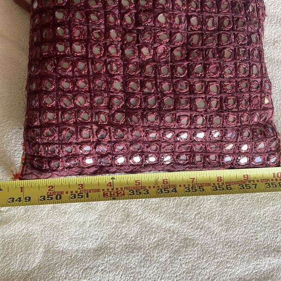 Glass Beaded Detail Burgundy Crossbody Tote * Boho * Hippie * Ethnic * Handmade - Picture 13 of 15